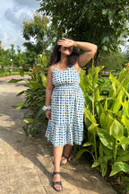 Ira checked midi dress styled for an everyday look