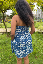 Ami halter mini dress with smocked back