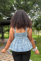 Sia peplum top back smocking detail 