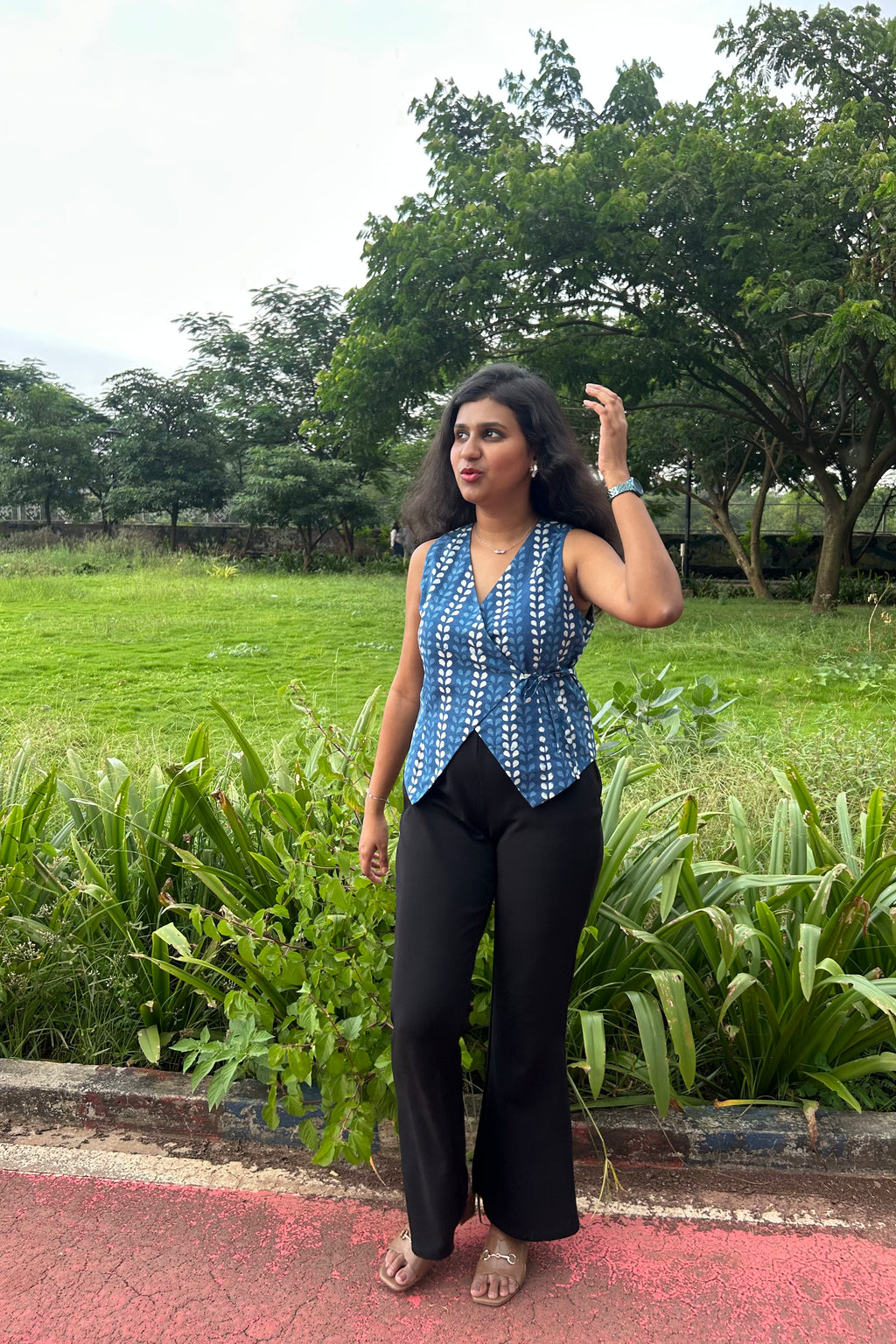 Rumi multiway top styled with black trousers