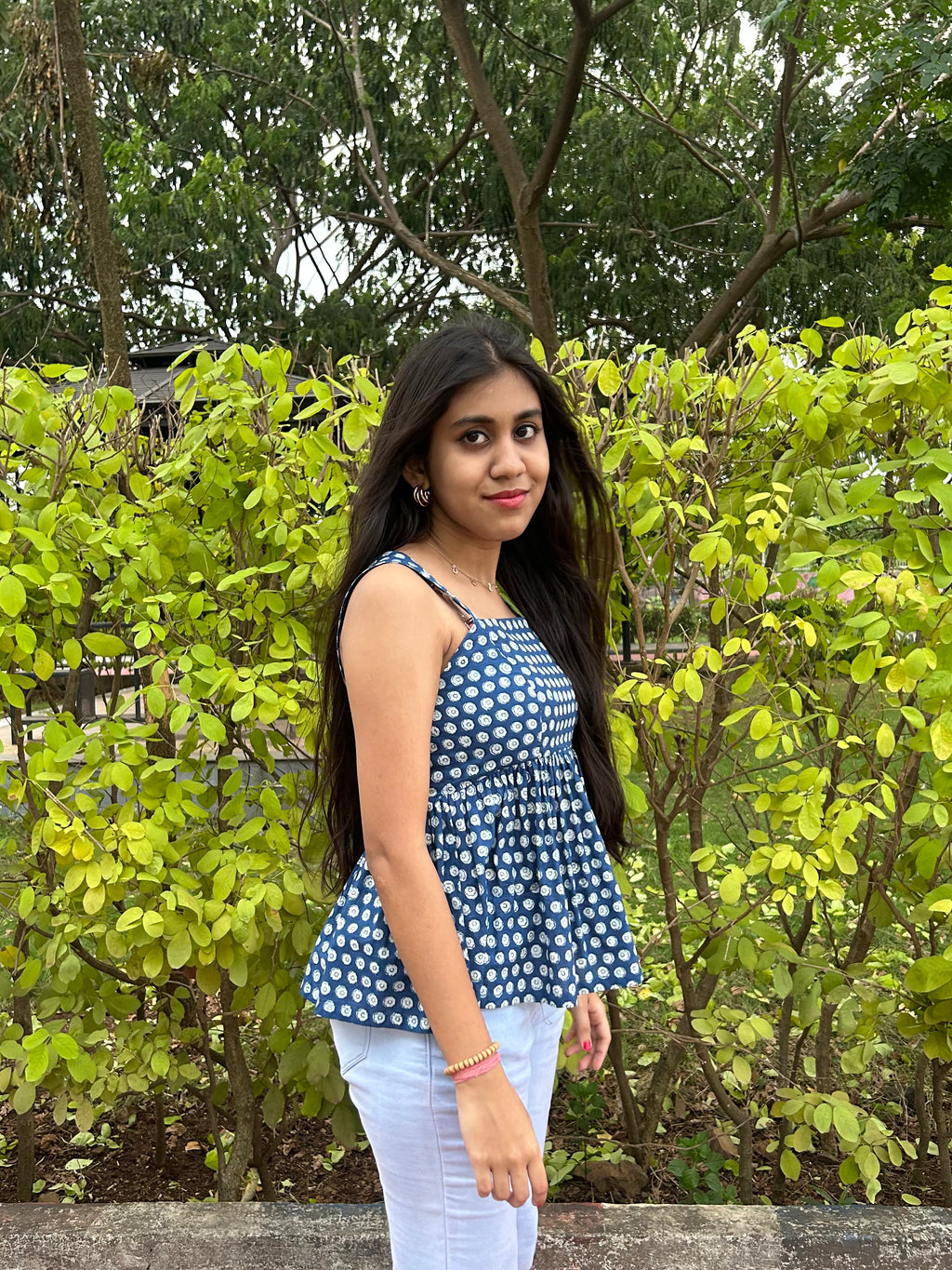 Tia peplum top with softly gathered waist