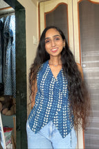 Rumi multiway wrap top styled with jeans