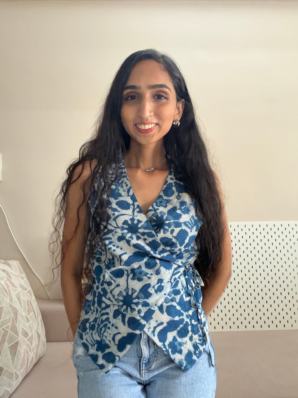 Rumi multiway wrap top in alternate Dabu print